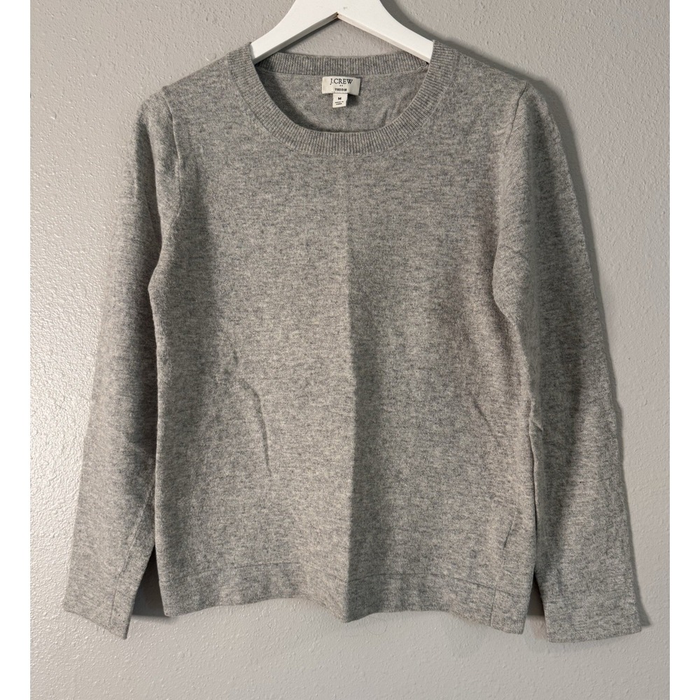 J.Crew Teddie Gray Wool Cotton Crewneck Sweater Classic Preppy Medium